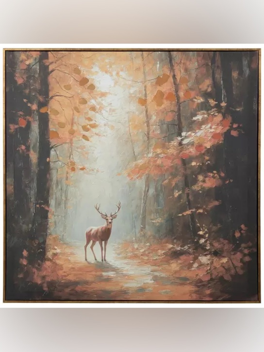Deer Crossing Framed Canvas Wall Decor